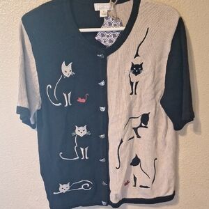 Christopher & Banks Black and Cream Knit Cardigan